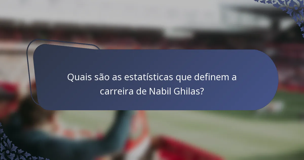 Quais são as estatísticas que definem a carreira de Nabil Ghilas?