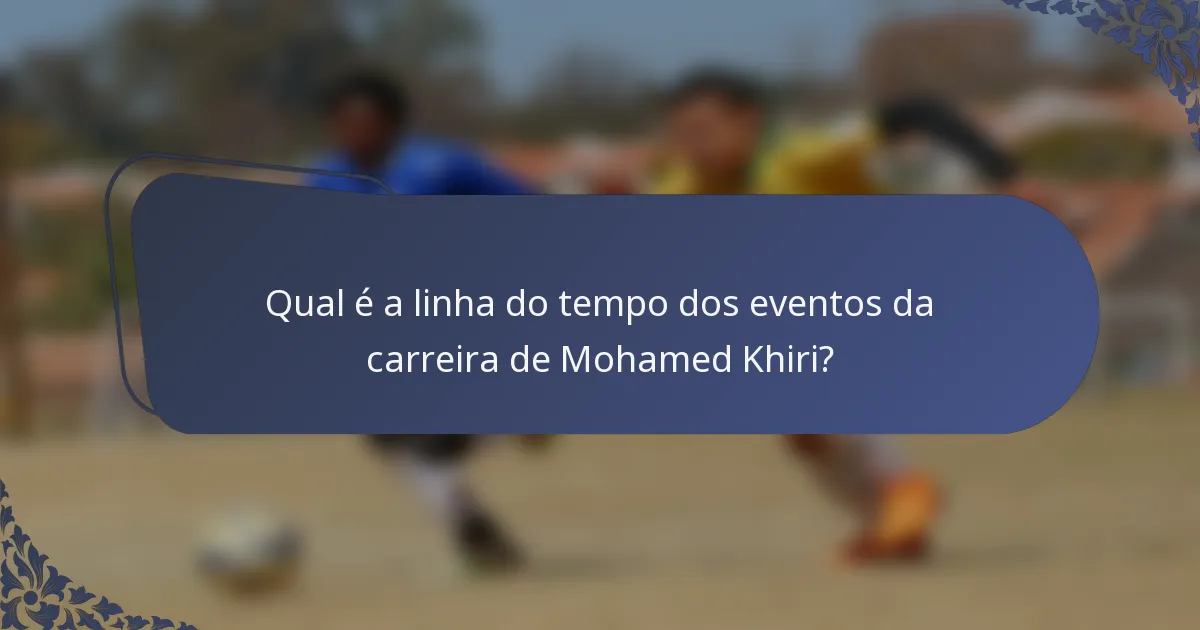 Qual é a linha do tempo dos eventos da carreira de Mohamed Khiri?